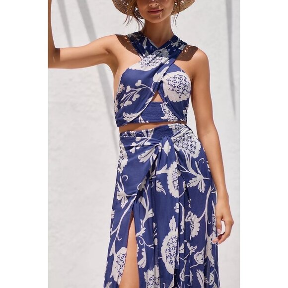 Anthropologie Breezy Crop Halter Tie Top & Matching Pant Set - Picture 2 of 8